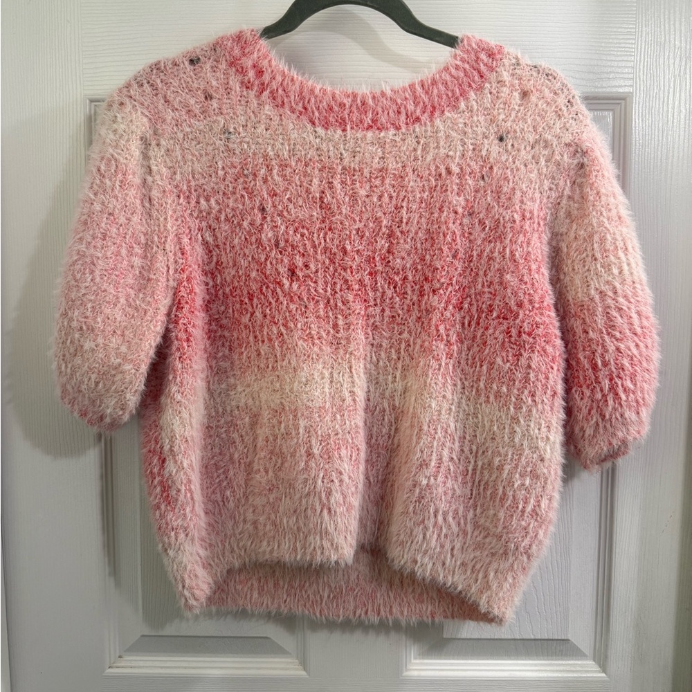 Wild Fable Fuzzy Pink and White Sweater